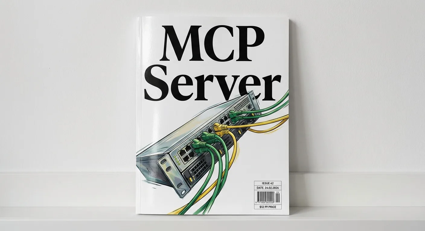 MCP Server - Magazin-Cover mit Server-Hardware und Netzwerkkabeln, symbolisch für die Verbindung von KI-Modellen mit Unternehmenssystemen